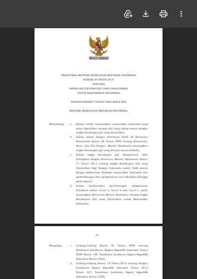 PERMENKES ANGKA KECUKUPAN GIZI 